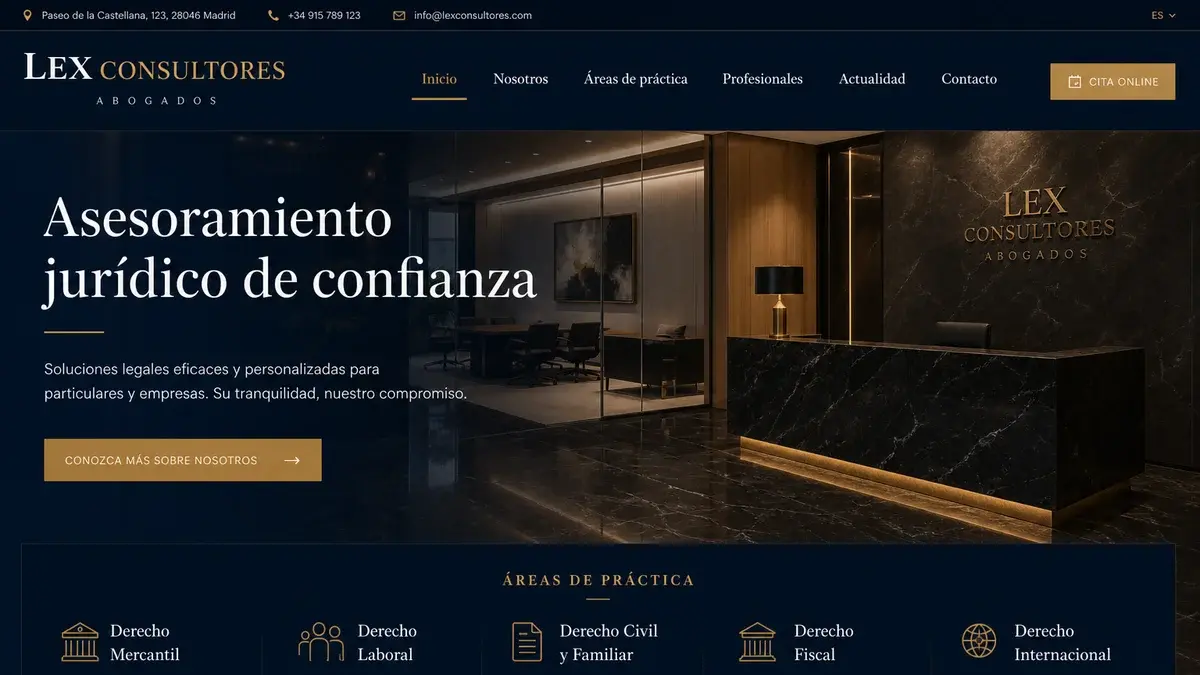 Mockup demostrativo — Despacho de abogados