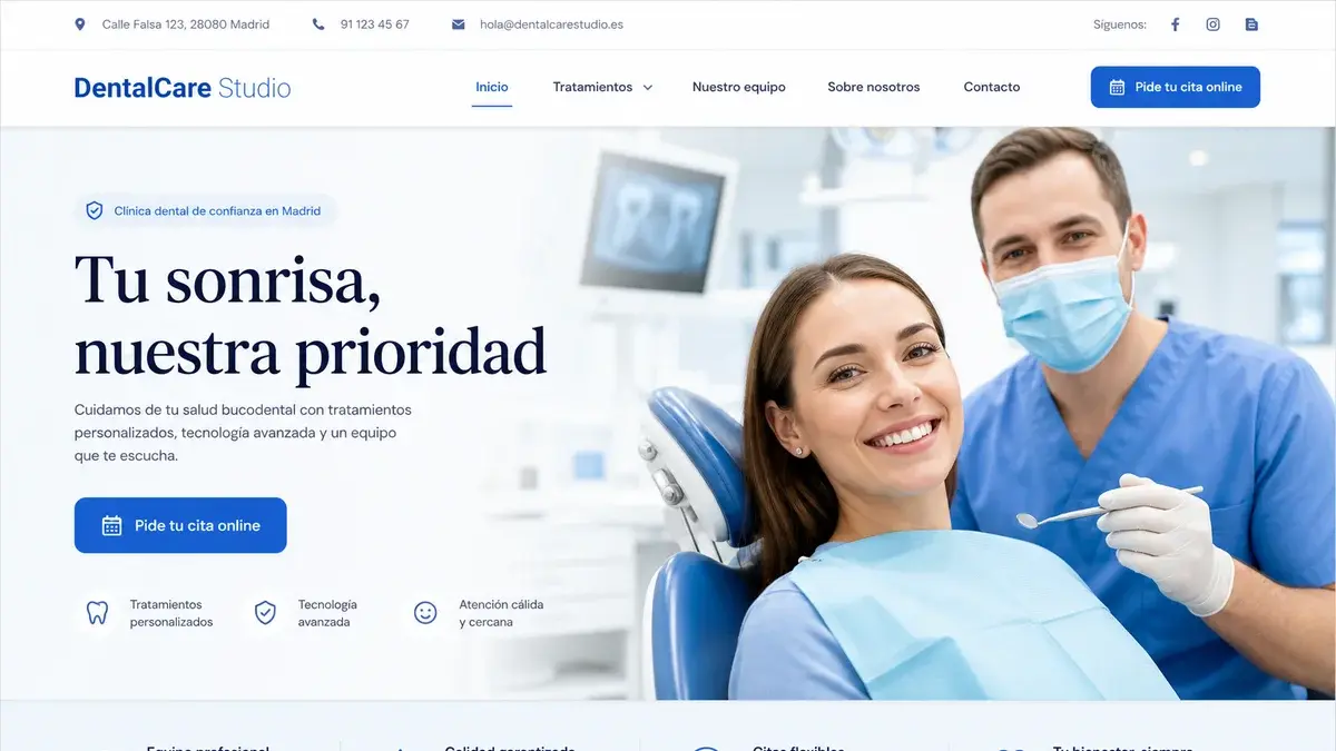 Mockup demostrativo — Clínica dental